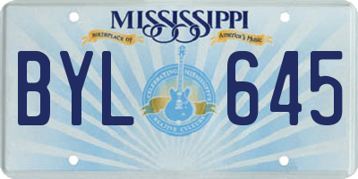MS license plate BYL645