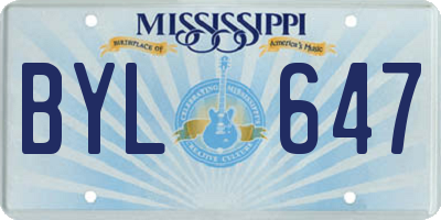MS license plate BYL647