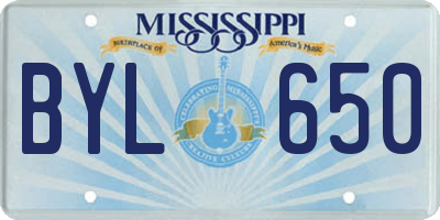 MS license plate BYL650
