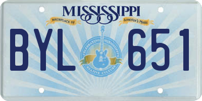 MS license plate BYL651