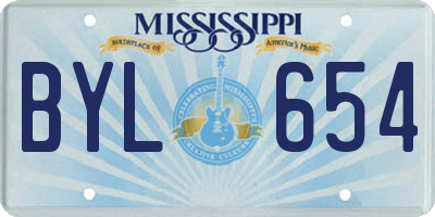 MS license plate BYL654