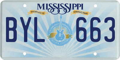 MS license plate BYL663