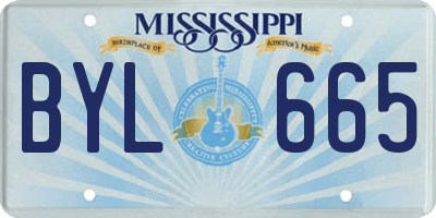 MS license plate BYL665