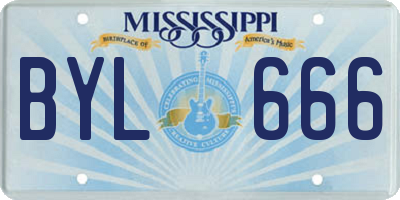 MS license plate BYL666