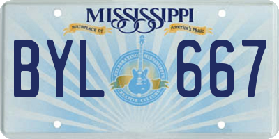 MS license plate BYL667