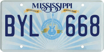 MS license plate BYL668