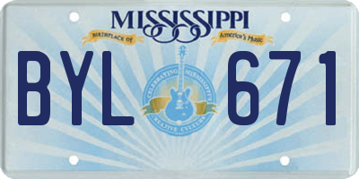 MS license plate BYL671
