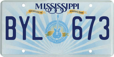 MS license plate BYL673