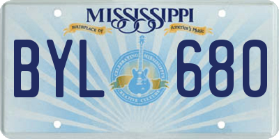 MS license plate BYL680