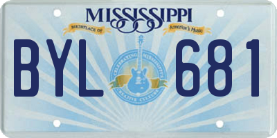 MS license plate BYL681