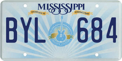 MS license plate BYL684