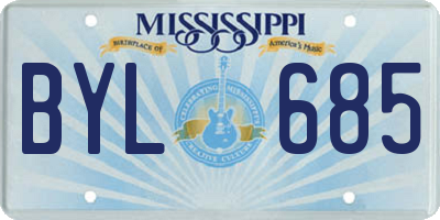 MS license plate BYL685