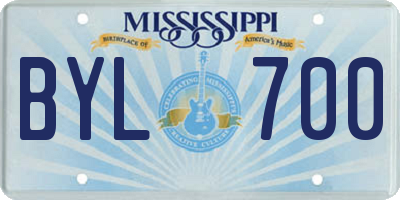 MS license plate BYL700