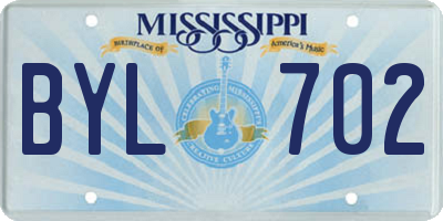 MS license plate BYL702