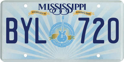 MS license plate BYL720