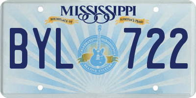 MS license plate BYL722