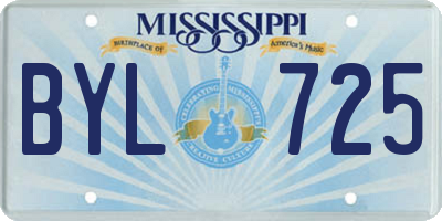 MS license plate BYL725