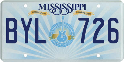 MS license plate BYL726