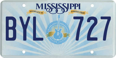 MS license plate BYL727