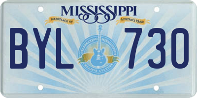 MS license plate BYL730