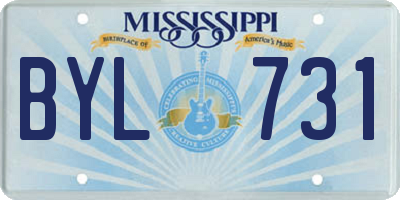 MS license plate BYL731