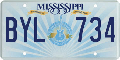 MS license plate BYL734