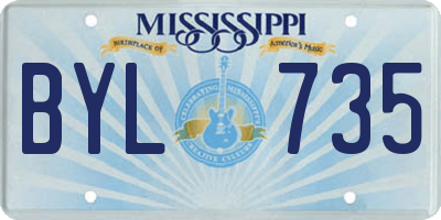 MS license plate BYL735