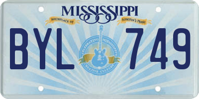 MS license plate BYL749