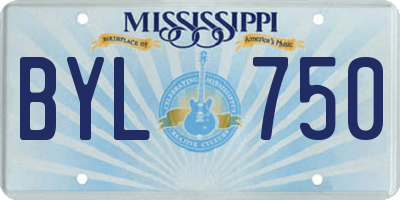 MS license plate BYL750