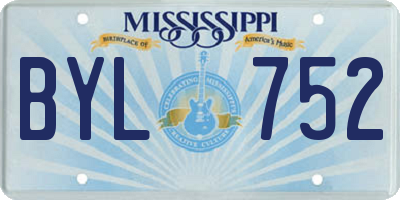 MS license plate BYL752