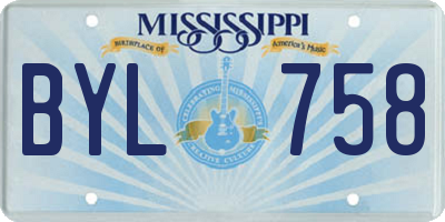 MS license plate BYL758