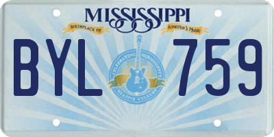 MS license plate BYL759