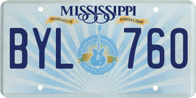 MS license plate BYL760