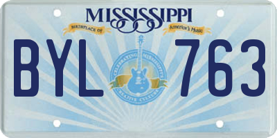 MS license plate BYL763