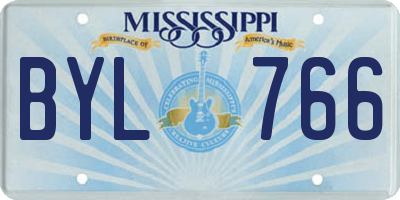 MS license plate BYL766