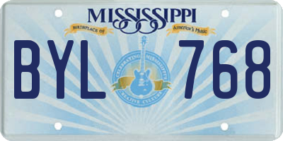 MS license plate BYL768