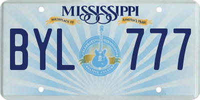 MS license plate BYL777