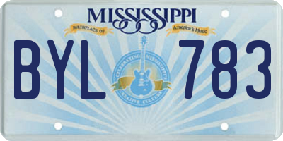 MS license plate BYL783