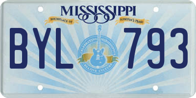 MS license plate BYL793