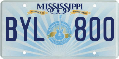 MS license plate BYL800