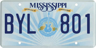 MS license plate BYL801