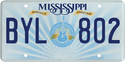 MS license plate BYL802