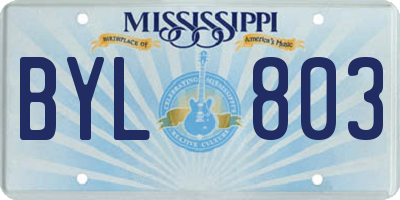 MS license plate BYL803