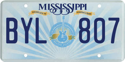 MS license plate BYL807