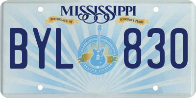 MS license plate BYL830