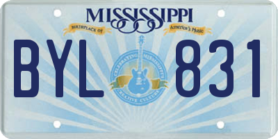 MS license plate BYL831