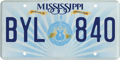 MS license plate BYL840