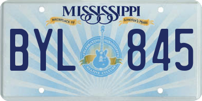 MS license plate BYL845