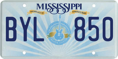 MS license plate BYL850