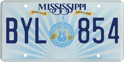MS license plate BYL854